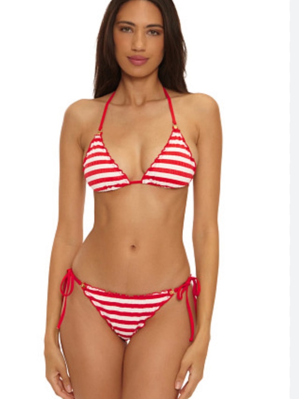 Becca  By Rebecca Virtue Pink Striped Bikini M/L